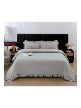 Charm Summer Duvet Cover Set Without Filling Double Gray– 6 Pieces