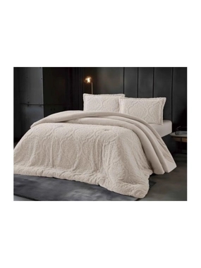 LORINZO Luxury Winter Comforter Set – Queen Size, Cream, 3 Pieces