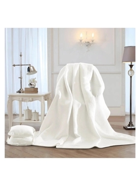 Yasmin Summer Comforter Set – Double Size, Cotton, White, 3 Pieces