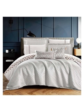 Carla summer double bedspread embroidered silver beige 9Pcs