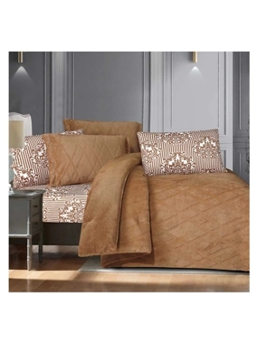 Tolido double winter bedding velvet & fur brown 6Pcs