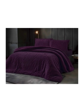LORINZO Luxury Winter Comforter Set – Single and a Half Size, Dark Purple, 3 Pieces