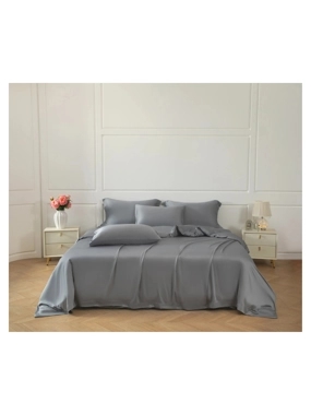 MAJIDA Summer Bamboo Comforter Set - Double Size, Gray, 7 Pieces