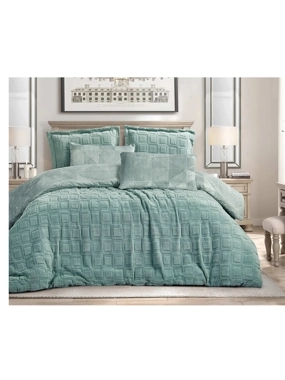 Marie Winter Comforter Set – Double – Turquoise Fur – 6 Pieces