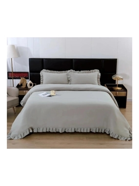 Charm Summer Duvet Cover Set Without Filling Queen Gray– 4 Pieces