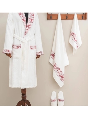 Bathrobe set Afko Turkish cotton embroidered white number of pieces 5