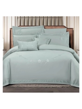 New York Summer Double Luxury Cotton Jacquard Tiffany Embroidered Bedspread, 10 Pieces