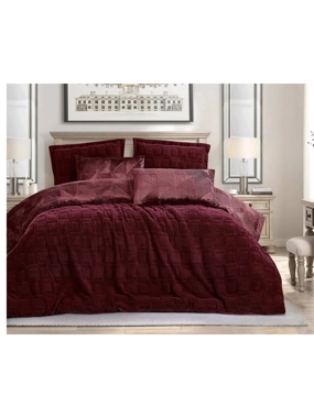 Marie Winter Comforter Set – Double – Burgundy Fur – 6 Pieces