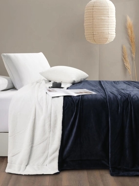 Valerio Luxury Winter Faux Fur Blanket – Double Size, Blue, 230x200 cm