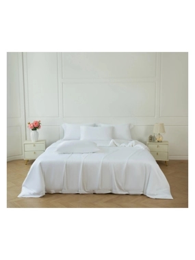 MAJIDA Summer Bamboo Comforter Set - Double Size, White, 7 Pieces