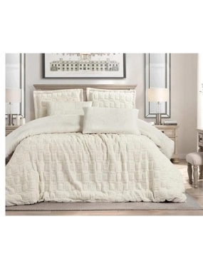 Marie Winter Comforter Set – Double – Cream Fur – 6 Pieces