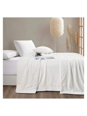 VALERIO Velvet Faux Fur Winter Blanket – Single and a Half Size – White – 220x160 cm