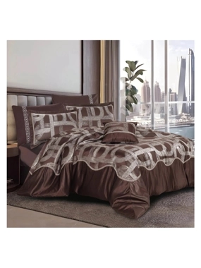 Oliver double jacquard cotton luxurious bedspread, brown, 7Pcs