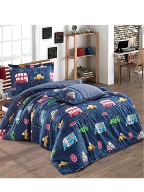 Violet Kids Summer Cotton Comfort Set Dark Blue with Multiple Patterns 4 Pieces