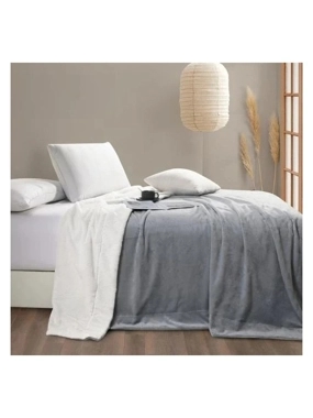 VALERIO Velvet Faux Fur Winter Blanket – Single and a Half Size – Light Grey – 220x160 cm