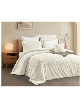 Rawan Luxury Winter Jacquard Comforter Set – Double Size, Cream, 7 Pieces