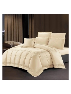 Wales Summer Double Comforter– Premium Cotton 300 Thread Count, Light Beige, 9 Pieces