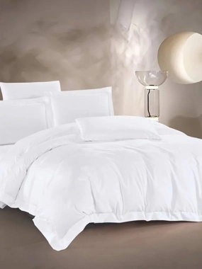 Kanez Summer Double Cotton 300-Thread Luxury White Bedspread – 6 Pieces