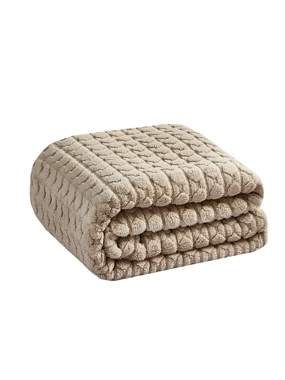 FIRENZE Embossed Faux Fur Double Blanket – Beige– 220×240 cm