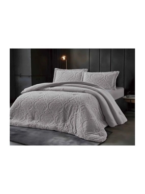LORINZO Luxury Winter Comforter Set – Double Size, Grey, 4 Pieces