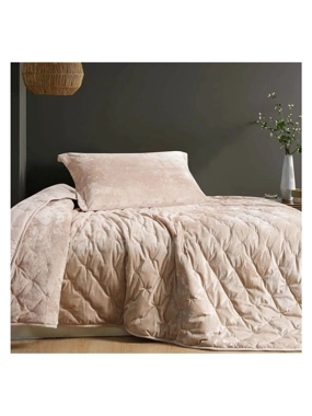 Diamond Winter Comforter Set – Queen Size 230×200 cm – Luxury Velvet – Light Beige – 3 Pieces