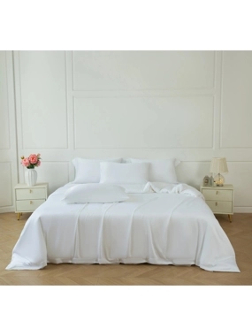 MAJIDA Summer Bamboo Comforter Set - Single and a half Size, White, 5 Pieces