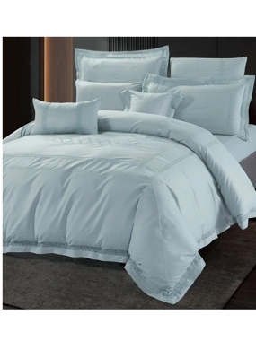 Marbella Summer Double Comforter – Luxury Embroidered Cotton – Tiffany – 10 Pieces
