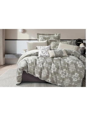 Rahhal Summer Jacquard Cotton comforter Cover Set – Double, Gray, 8 Pieces