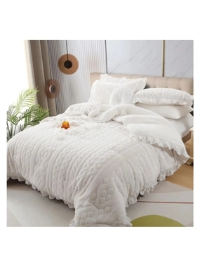 Lina winter Single and half-size White luxury faux fur comforter – 6 pieces.