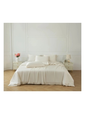 MAJIDA Summer Bamboo Comforter Set - Single and a half Size, Creamy, 5 Pieces