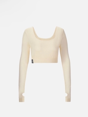 CREAM LONG SLEEVES CROP TOP