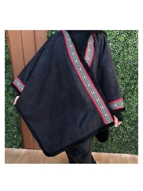 Women's winter shawl, Sadu style, black