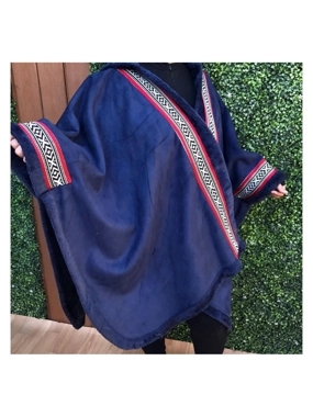 Sadu winter shawl, navy blue