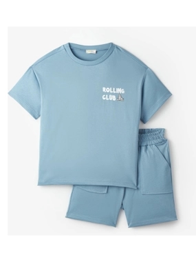June Boy's Slogan Shorts Set