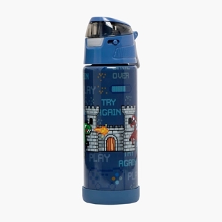 Juniors Game Print Stainless Steel Water Bottle with Spout and Handle