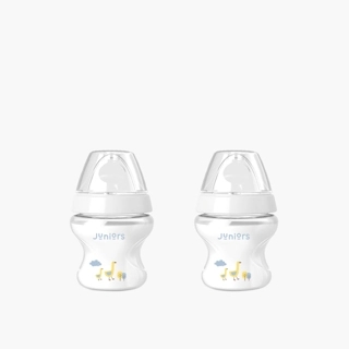 Juniors Just Like Nature Ergonomic 150 ml 2-Piece Feeding Bottle Set with Anti-Colic Teat - White