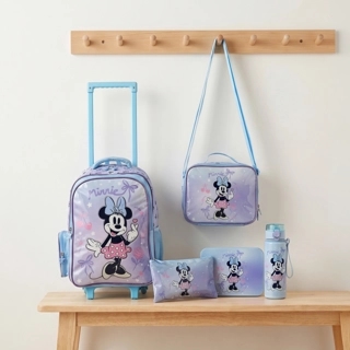 Disney Minnie Mouse 5-Piece School Trolley Bag Set for Girls 5-8 Years with Lunch Bag - 16 inches