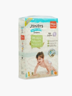 Juniors 50-Piece Tape Style Diapers Size 4 Feather Soft Value Pack