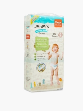 Juniors 42-Piece Tape Style Diapers Feather Soft Value Pack