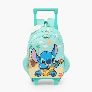 Disney Stitch Trolley Bag for Girls 3-5 Years Retractable Handle - 14 inches
