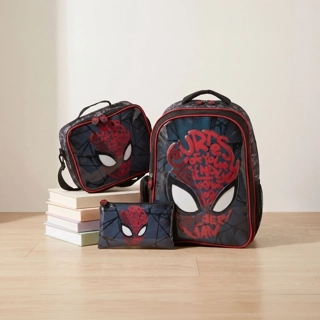 Spider-Man Print 3-Piece School Bag Set for Boys 5-8 Years with Lunch Bag
