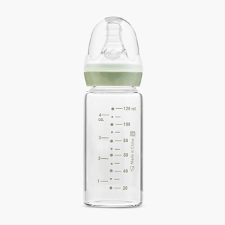 Giggles Hello World Print Glass Feeding Bottle - 120 ml