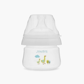 Juniors Just Like Nature 90 ml Feeding Bottle with Anti-Colic Teat - White