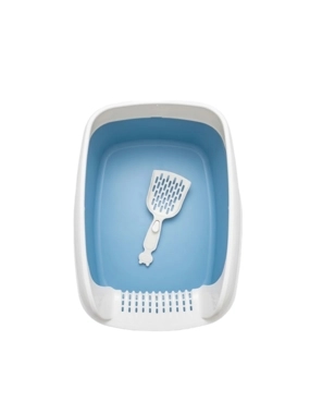 Open litter box for cats with raised edges and a scoop, available in several colors (medium)