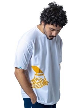 Ash Makh White T-Shirt with Shemagh Pattern Logo