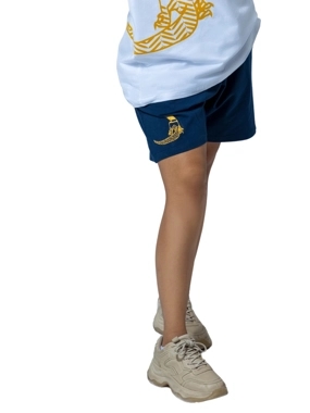 Navy Ash Makh Shorts with Shemagh Embroidery