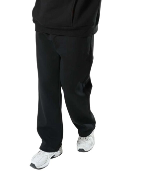 Black Winter Cotton Pants with Printed Logo