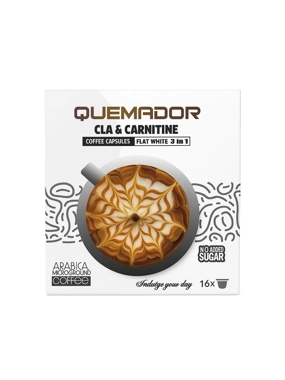 Laperva Quemador Cla Carnitine Coffee Caps, 16 Capsules, Rich and Creamy Flat White Flavor.