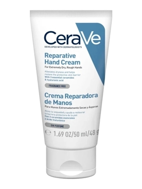 Cerave Reparative Hand Cream, 50 ML, Repairs Dry, Rough Hands, Fast-absorbing, Non-greasy