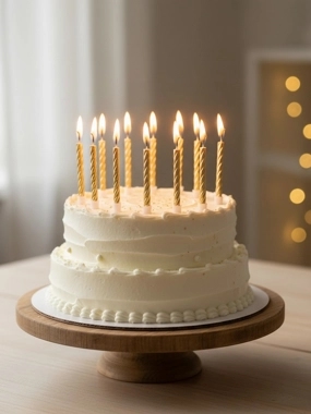 Gold cake gold candles